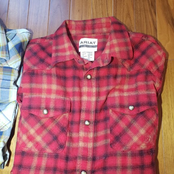 2 Boys Large (14-16) Ariat Snap Button Up Shirts Long Sleeve - Picture 5 of 7
